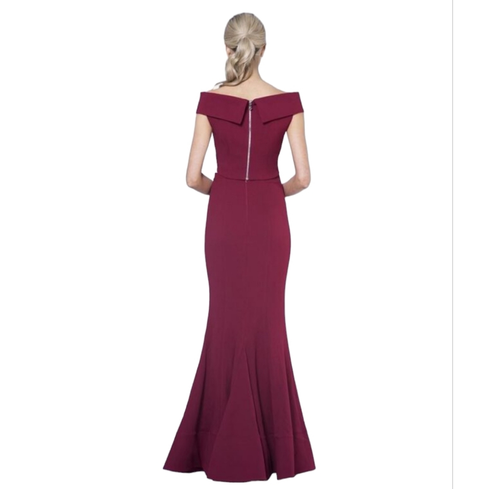 Bariano dress fornal gown burgundy maxi off shoulder gorgeous two-piece size 8 - Picture 2 of 16